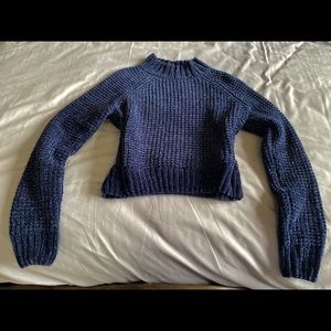 H&M chenille navy crop sweater xs